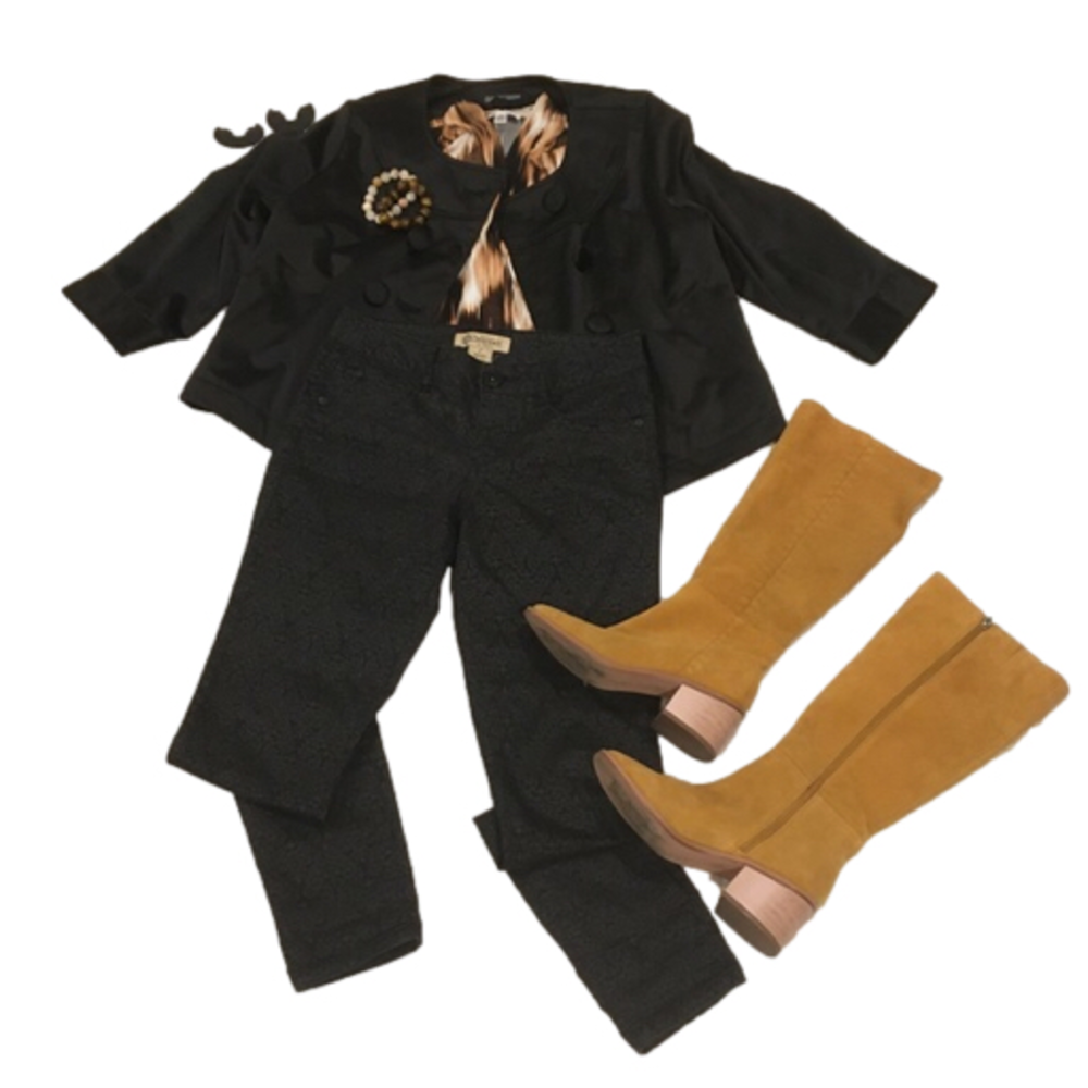 Black Satin Collarless Blazer M - Picture 8 of 9